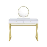Coleen White & Gold Finish Vanity Desk Model AC00667 By ACME Furniture